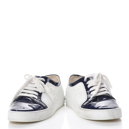Chanel Patent CC Sneakers 36.5 Navy White 6 of 17