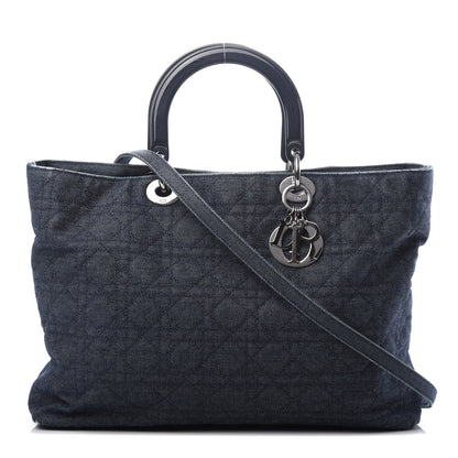 Christian Dior Denim Cannage Large Soft Lady Dior Tote Blue 1 of 14
