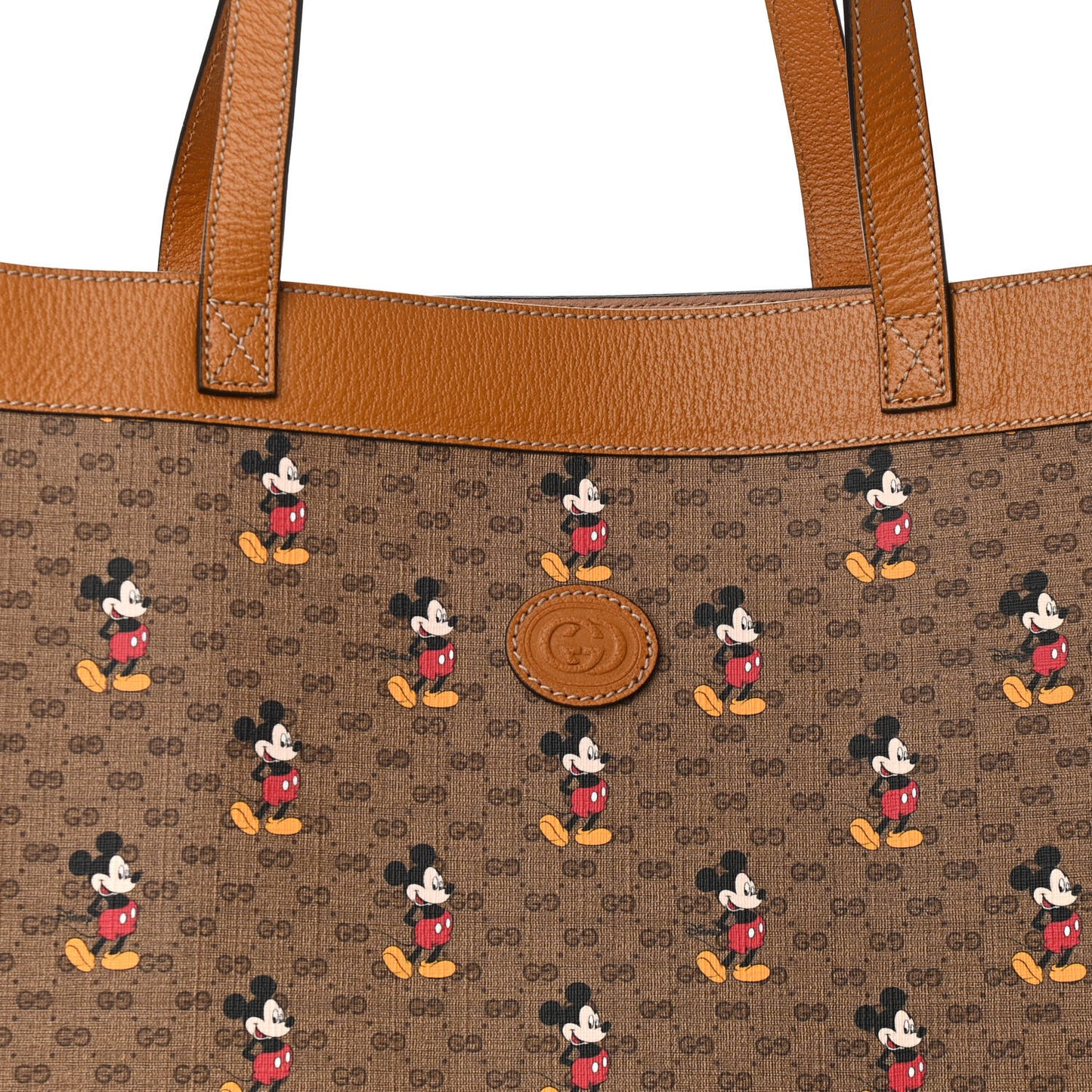 X DISNEY Mini Vintage GG Supreme Monogram Mickey Mouse Large Shopping Tote Beige Vintage Sun Oil