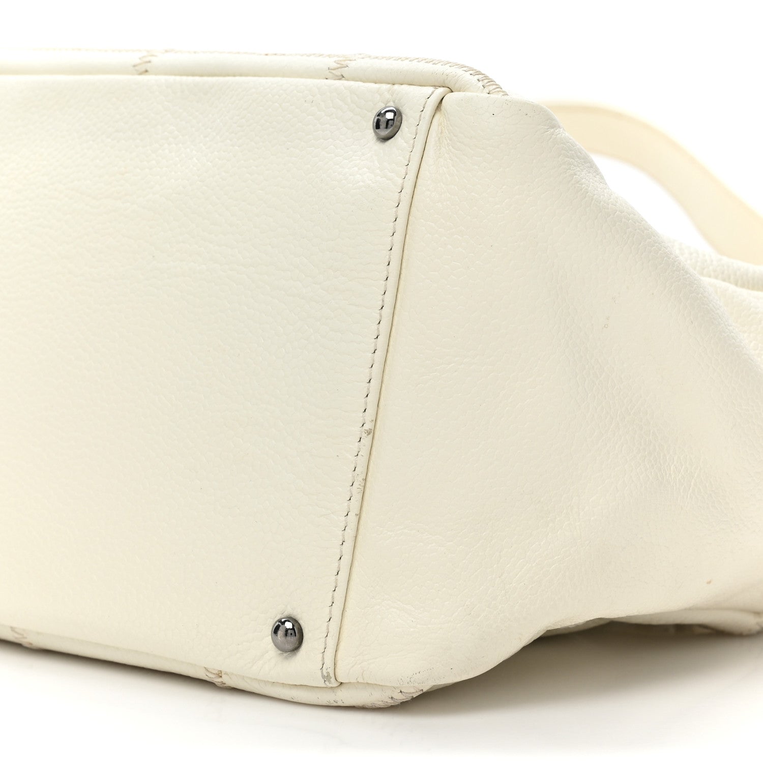Chanel Caviar Square Stitched Bowler White 10 of 19