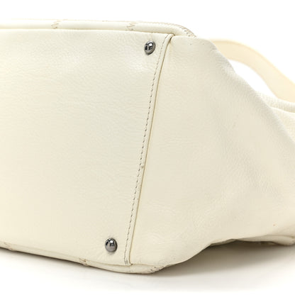 Chanel Caviar Square Stitched Bowler White 10 of 19