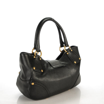 Prada Vitello Daino Pushlock Tote Black 3 of 8