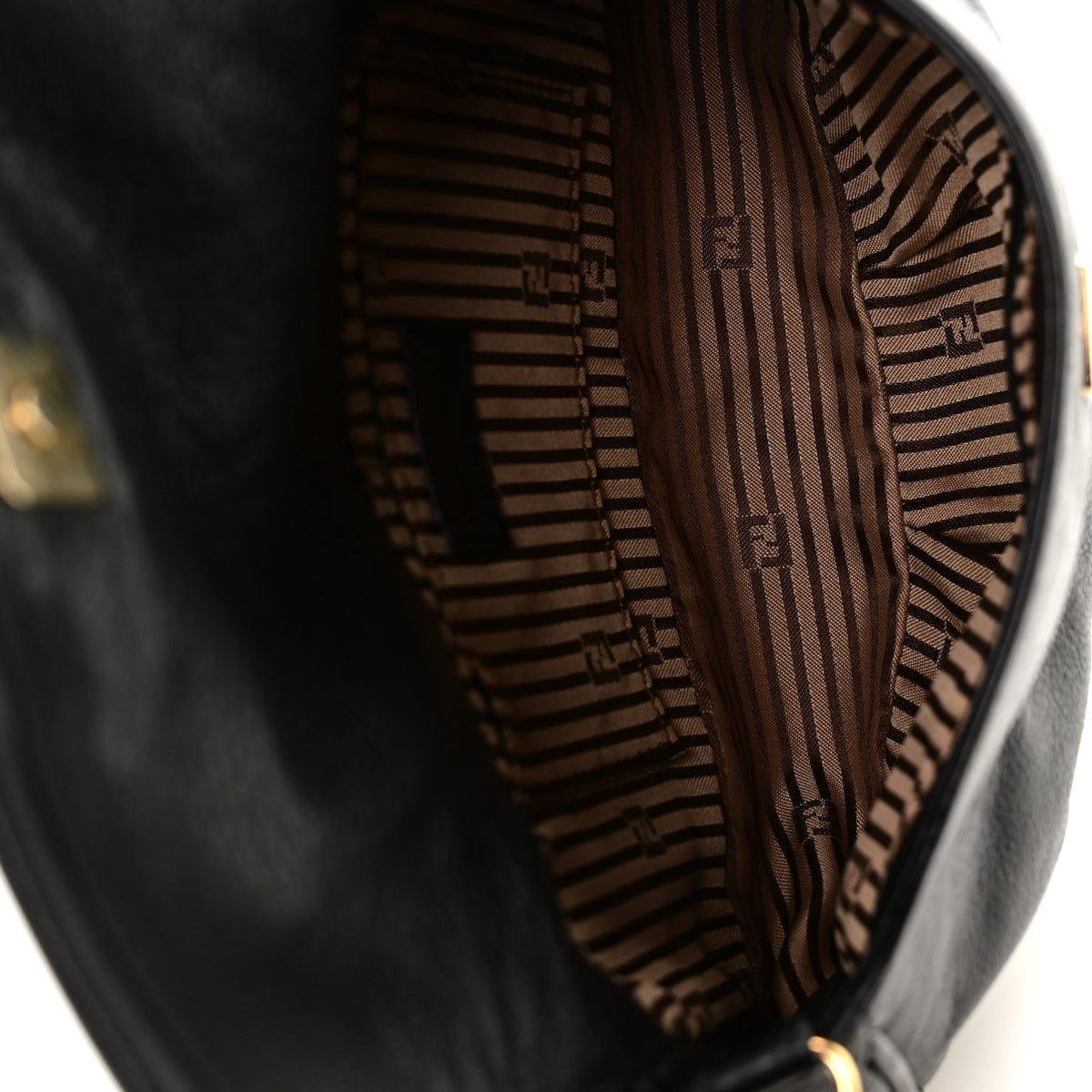 Vitello Flamingo Fendista Pouchette Crossbody Black