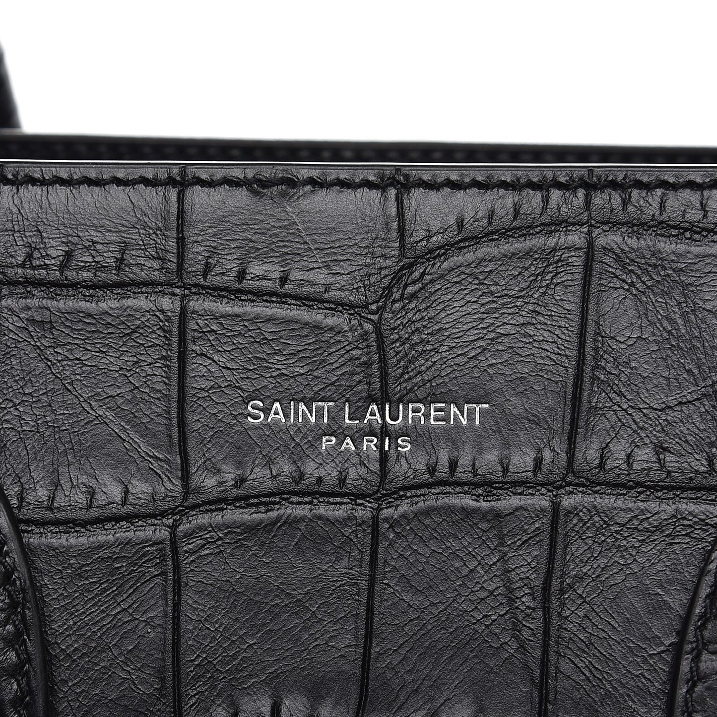 Calfskin Crocodile Embossed Small Sac de Jour Black
