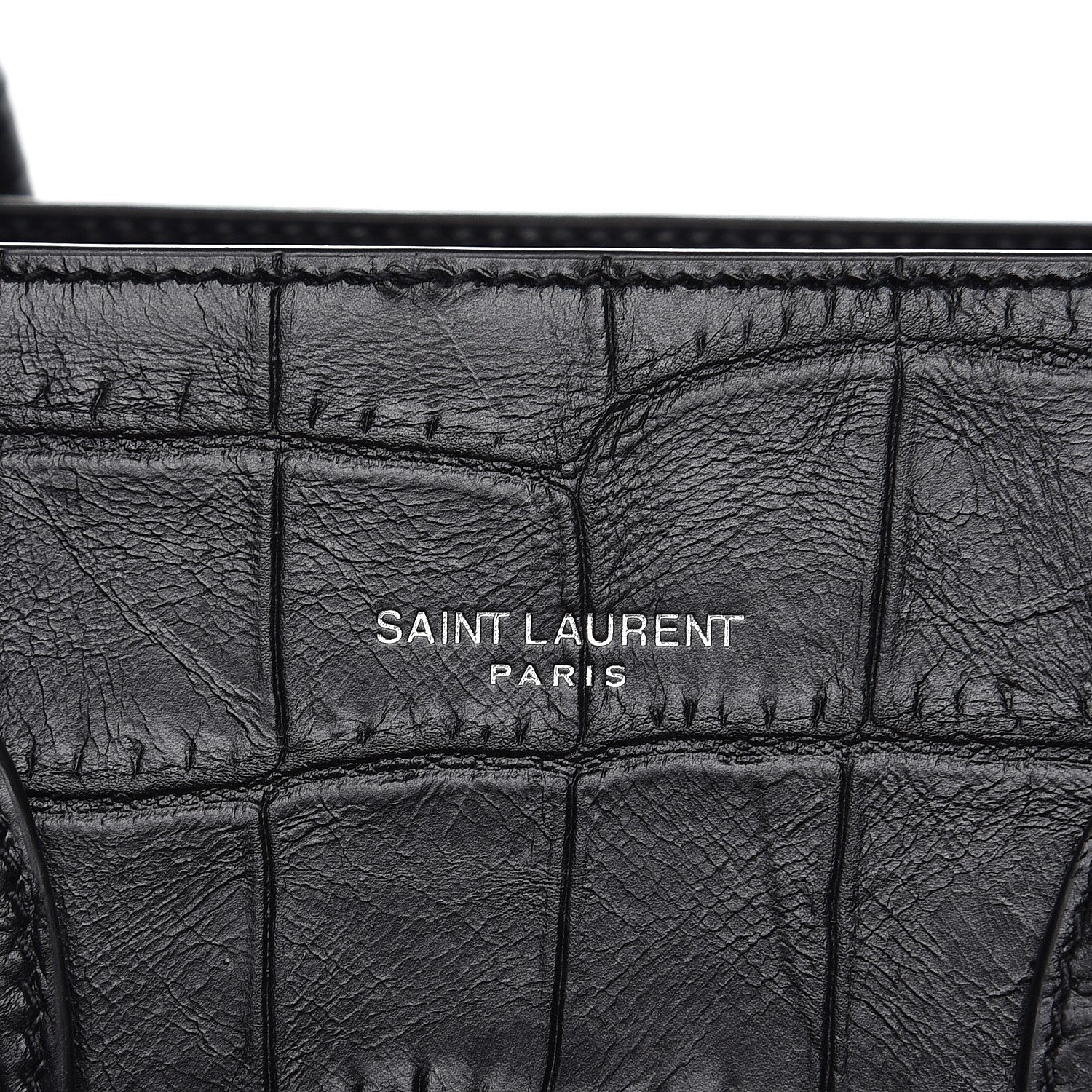 Saint Laurent Calfskin Crocodile Embossed Small Sac de Jour Black 7 of 8