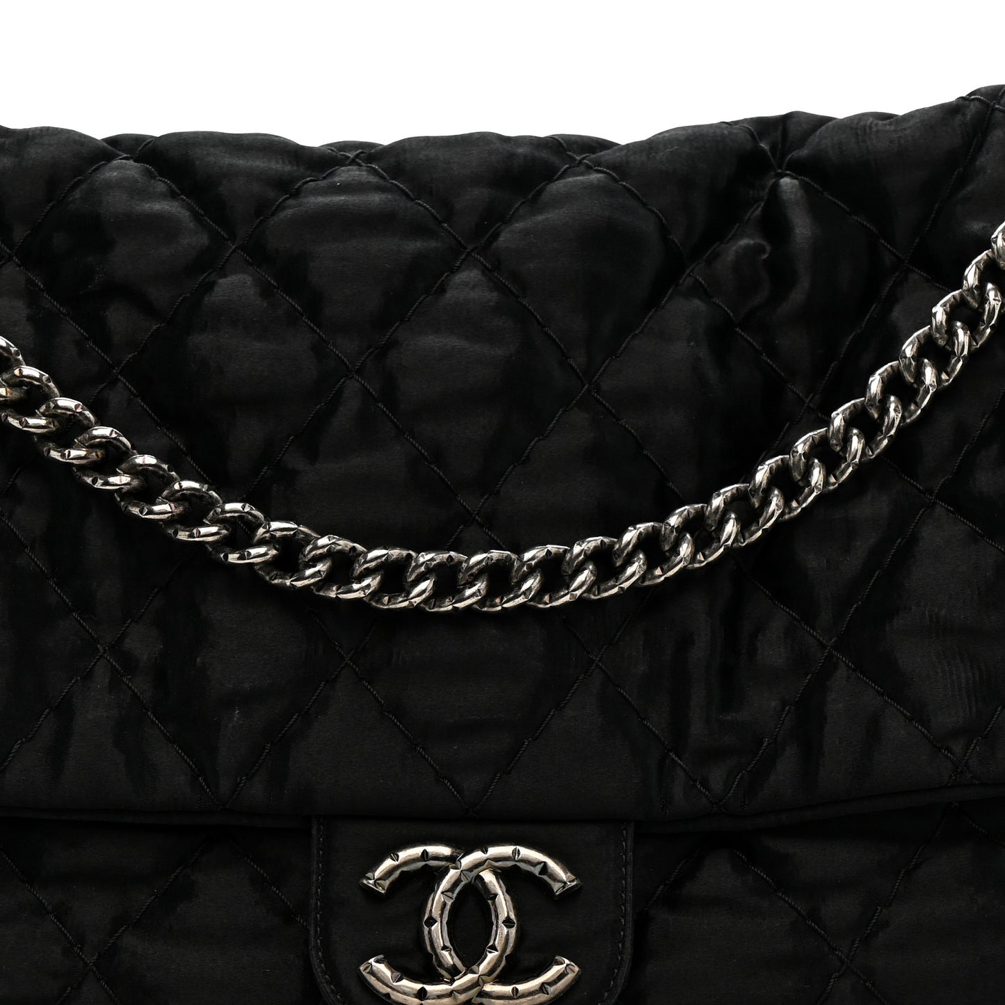 Satin Quilted XL Flap Black