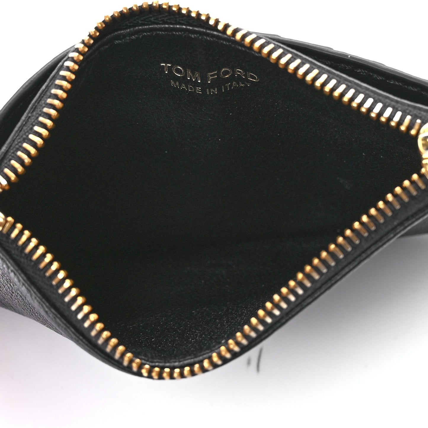 Grained Calfskin Zip Pouch Card Holder Black