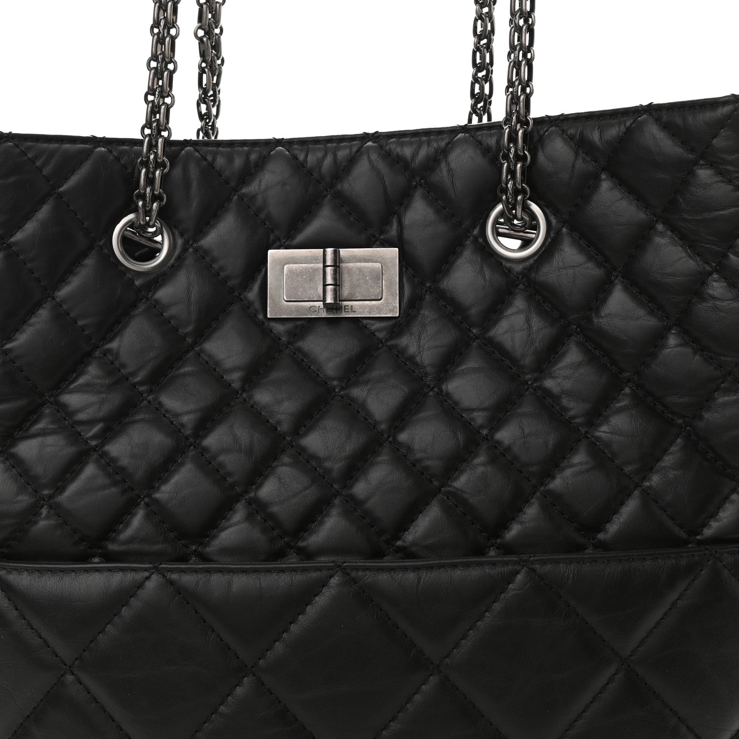 Chanel Aged Calfskin Quilted Reissue 2.55 Tote Black 7 of 9