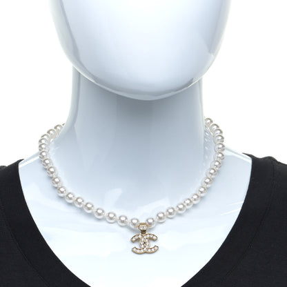 Chanel Pearl Crystal CC Short Necklace Gold 2 of 7