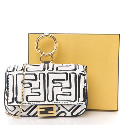 Fendi X JOSHUA VIDES Nappa Vitello King FF Embossed Nano Baguette Charm White Black 10 of 10