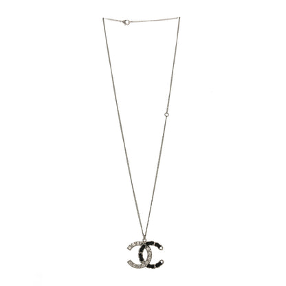 Chanel Lambskin Baguette Crystal CC Necklace Black Silver 3 of 4