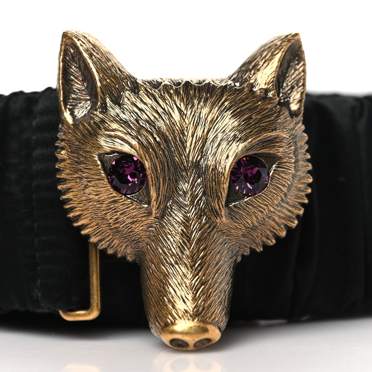 Satin Fox Head Buckle Belt 85 34 Black