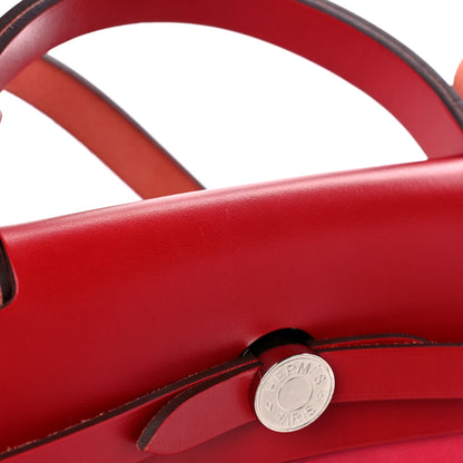 Hermes Military Toile Vache Hunter Herbag Zip 31 PM Rose Extreme Rouge Venetian Rouge Piment 16 of 18