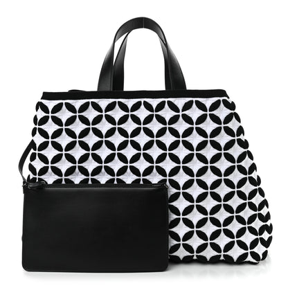 Alaia Knit Calfskin Maille Marco Petale Cabas Tote Black White 1 of 9