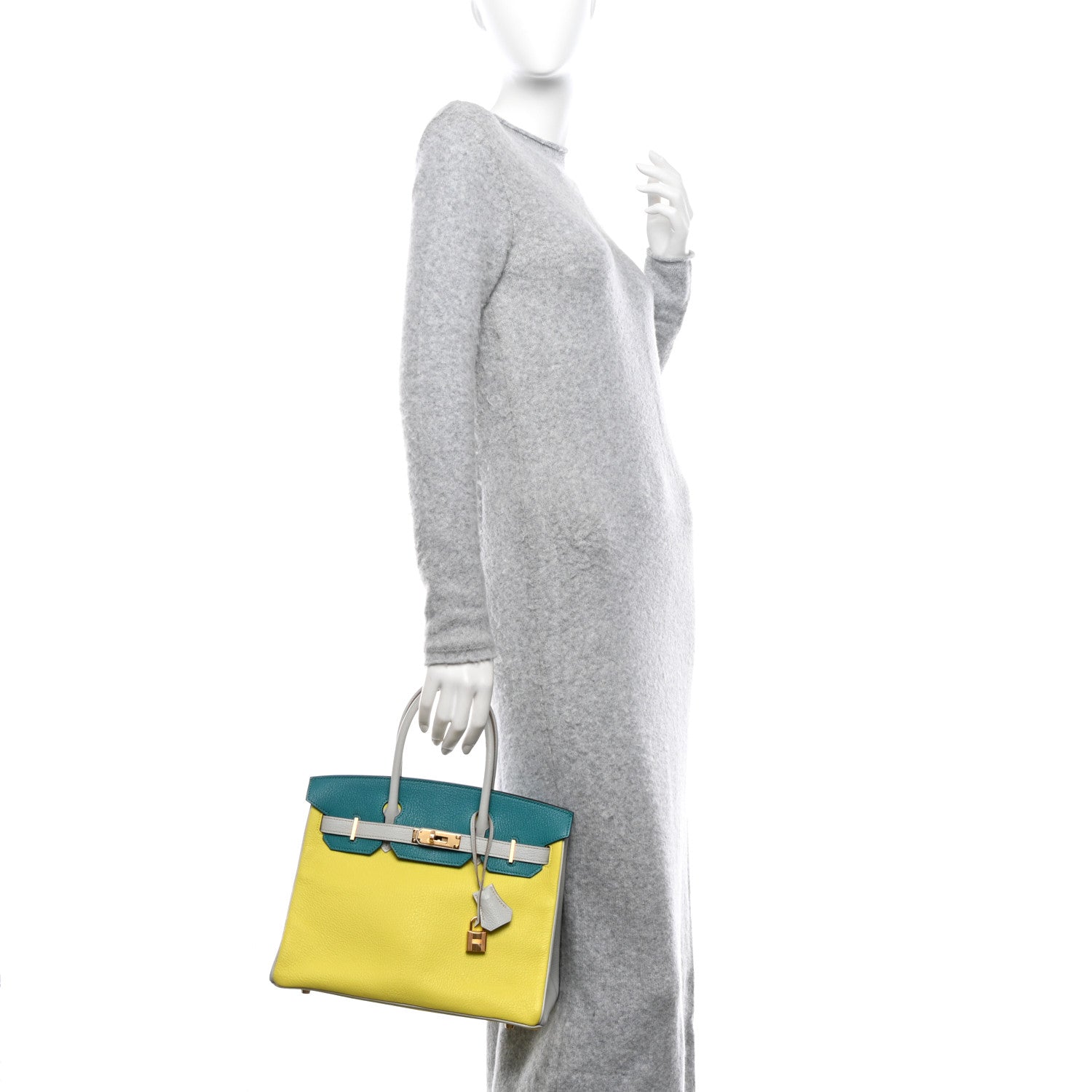Hermes Chevre Mysore Horseshoe Birkin 30 Lime Bleu Izmir Bleu Pale 2 of 10