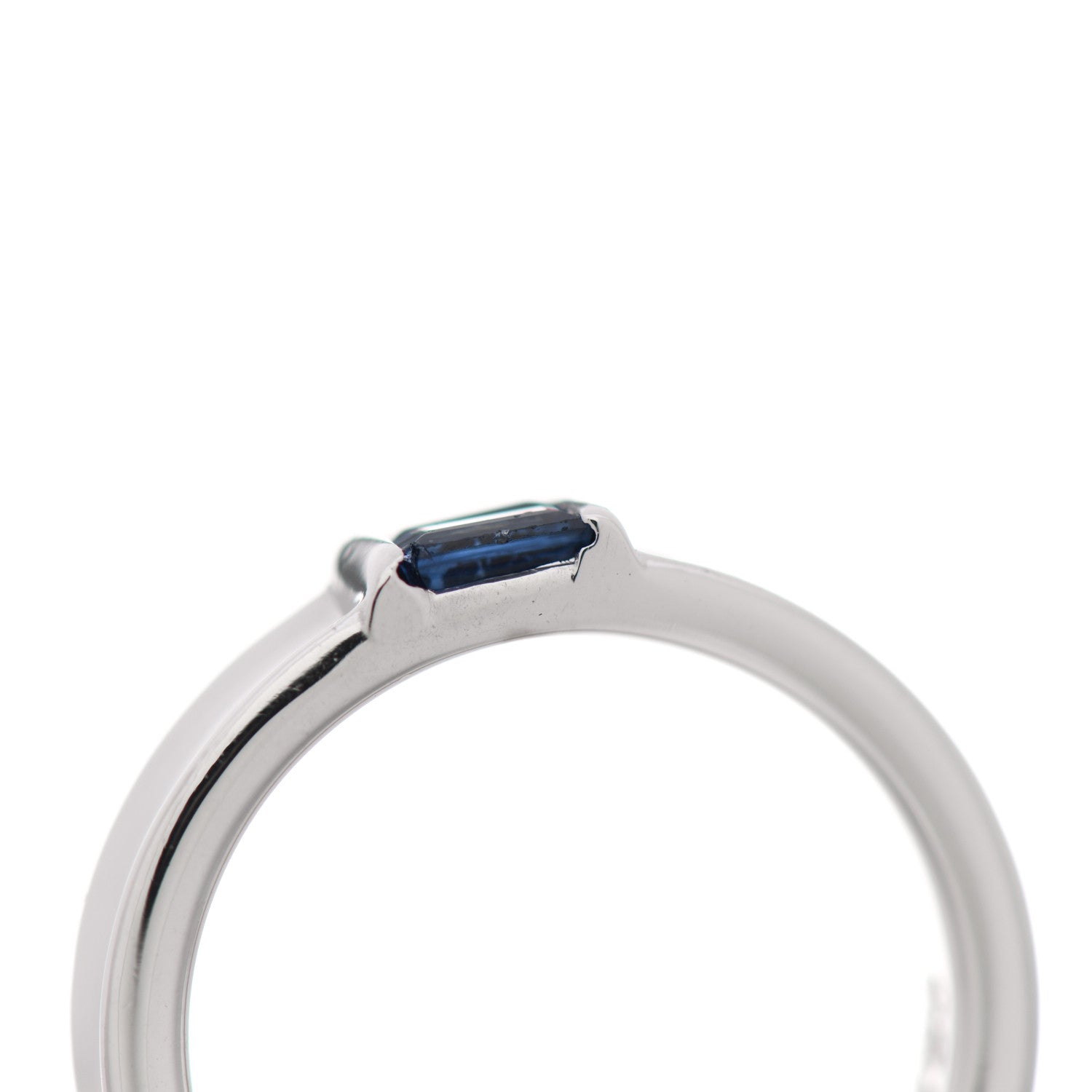 Tiffany 18K White Gold Blue Sapphire Stacking Ring 49 5 9 of 9
