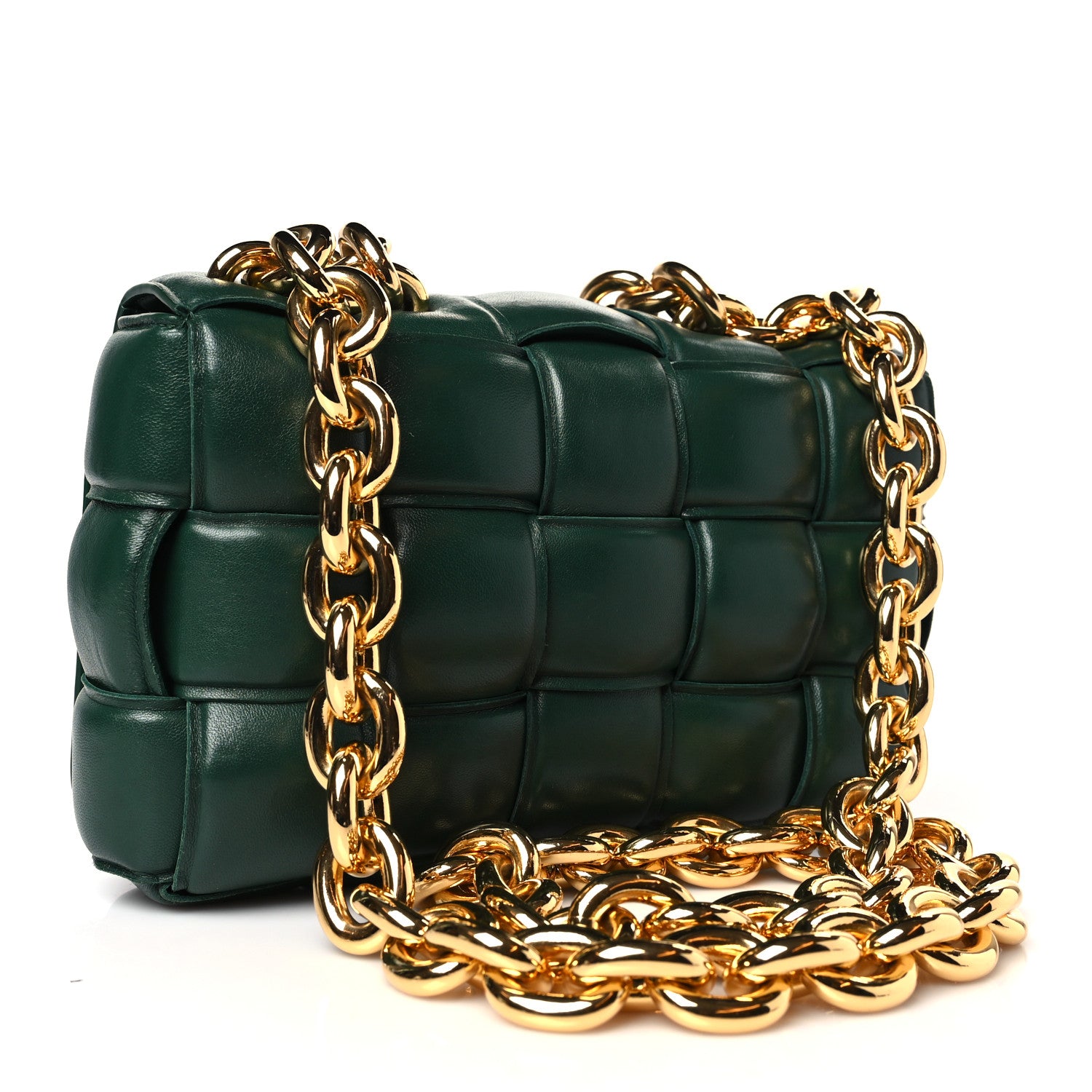 Bottega Veneta Lambskin Maxi Intreccio Padded Chain Cassette Crossbody Bag Raintree 3 of 11