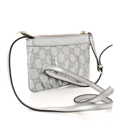 Gucci Metallic Guccissima Small Crossbody Bag Silver 3 of 10