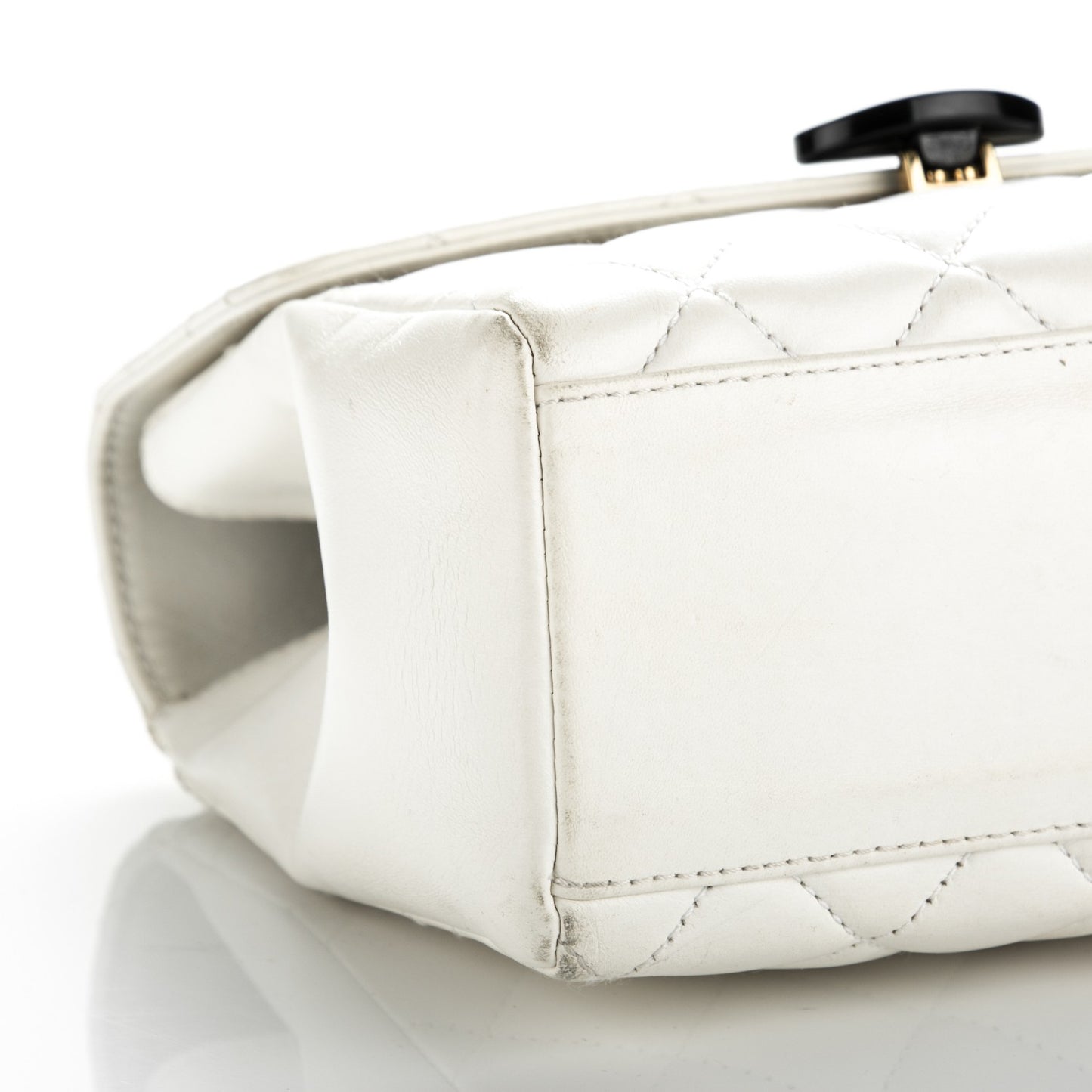 Lambskin Quilted Bekko Resin Flap White