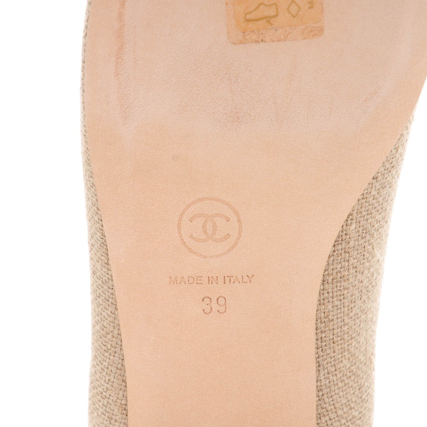 Linen Lambskin Cap Toe Ballerina Flats 39 Beige Black