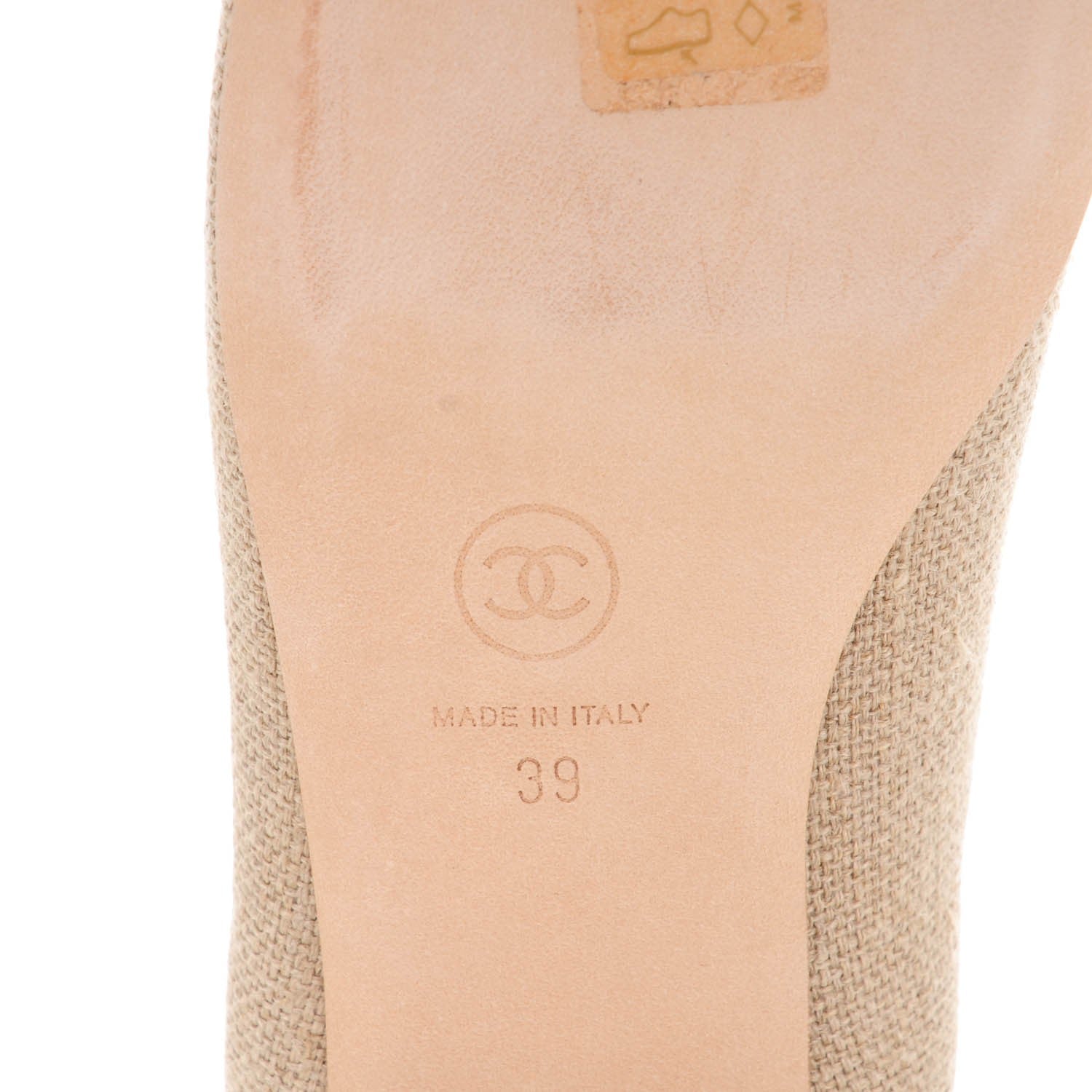 Chanel Linen Lambskin Cap Toe Ballerina Flats 39 Beige Black 6 of 8