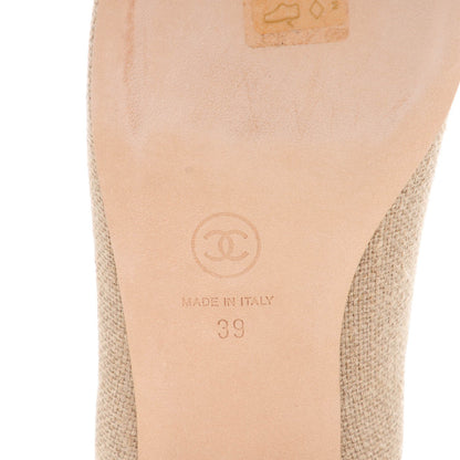 Chanel Linen Lambskin Cap Toe Ballerina Flats 39 Beige Black 6 of 8