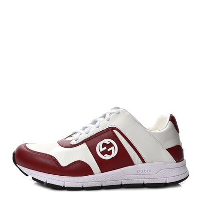 Gucci Calfskin Womens Interlocking G Sneakers 38 White Rosso 1 of 9