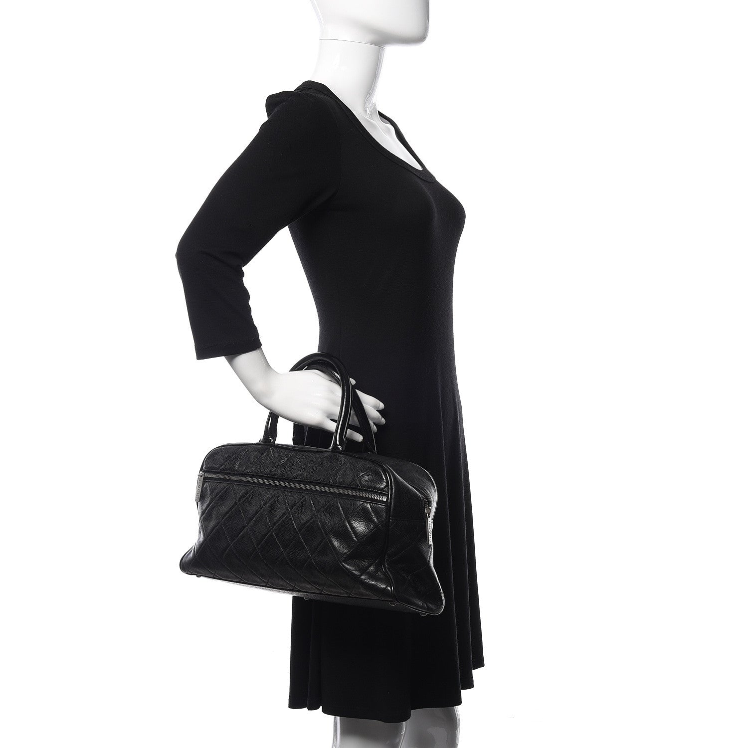 Chanel Caviar Patent Quilted Large Bowler Black 2 of 10