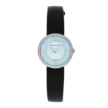 Tiffany Stainless Steel Calfskin Diamond Bezel 24mm Atlas 2-Hand Quartz Watch Tiffany Blue 1 of 5