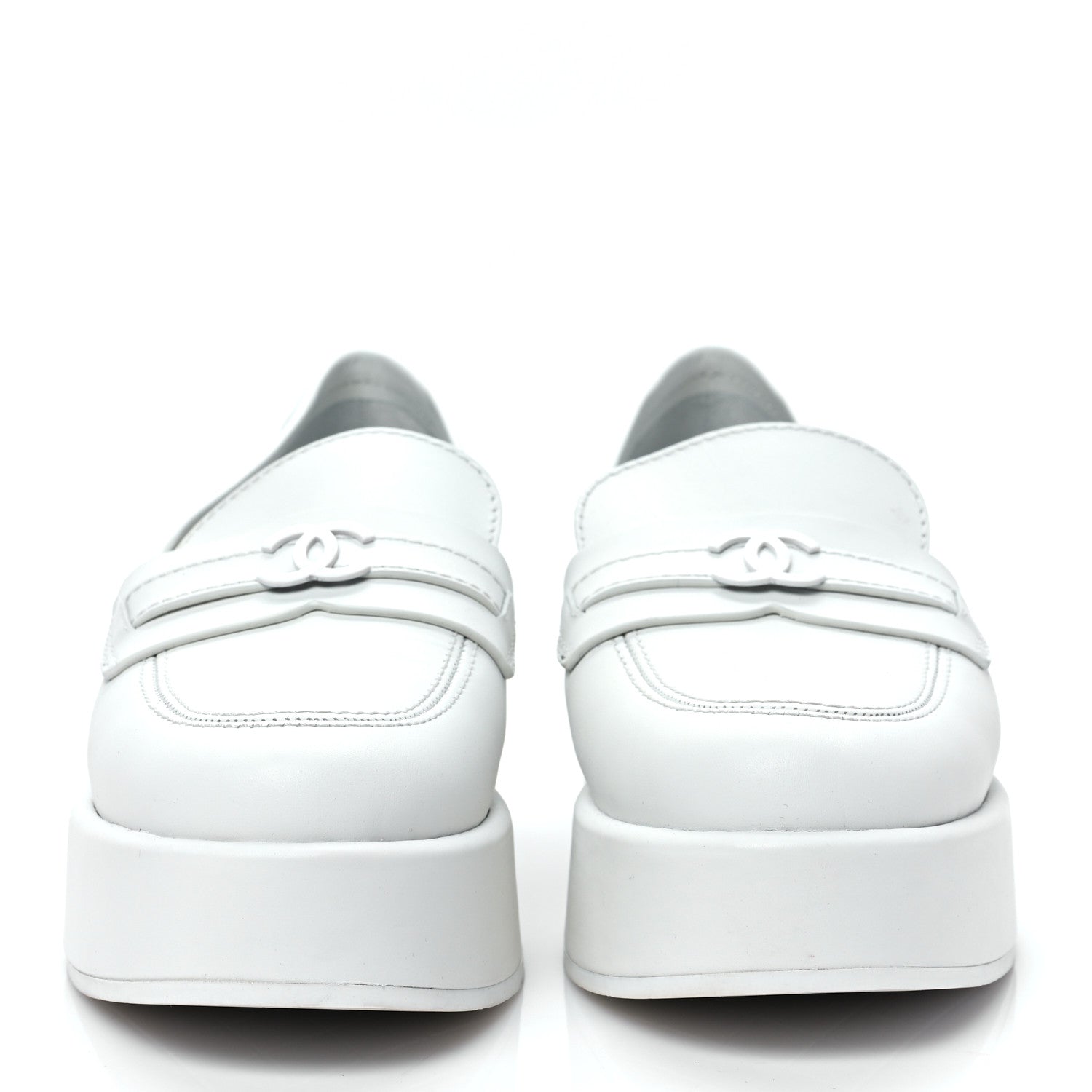 Chanel Calfskin CC Platform Loafers 37 White 2 of 8