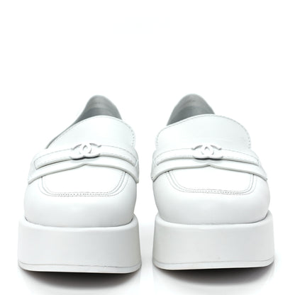Chanel Calfskin CC Platform Loafers 37 White 2 of 8