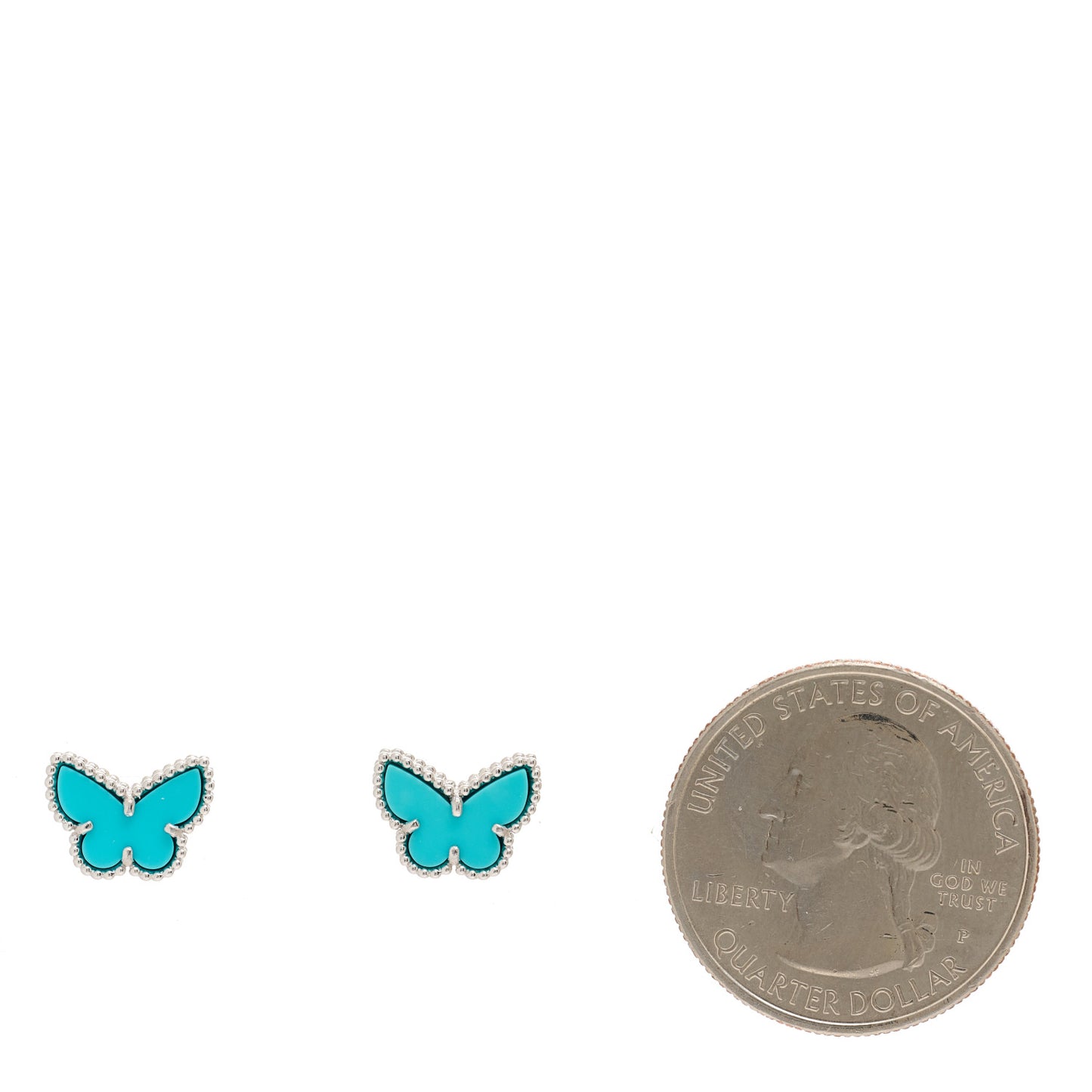 18K White Gold Turquoise Sweet Alhambra Butterfly Earrings