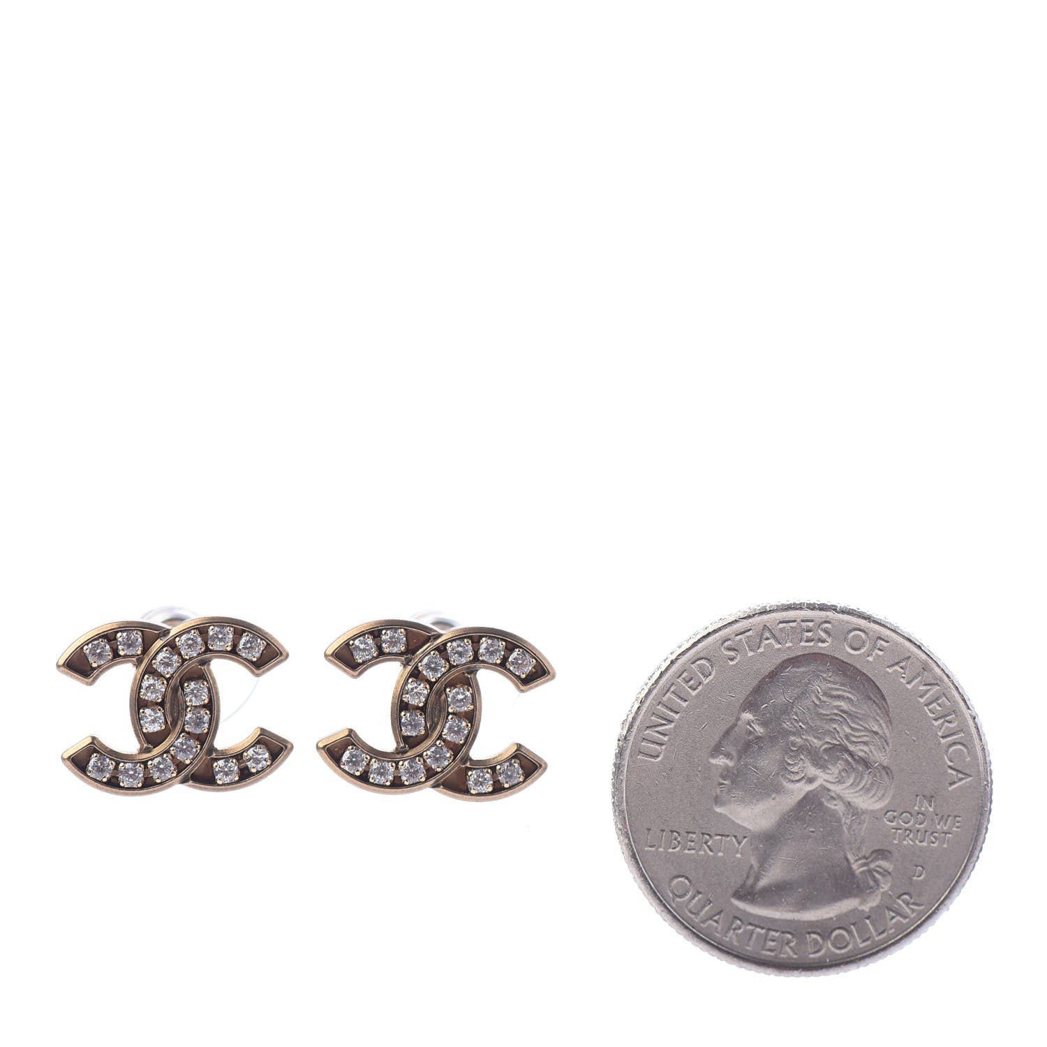 Chanel Crystal CC Earrings Gold 2 of 6