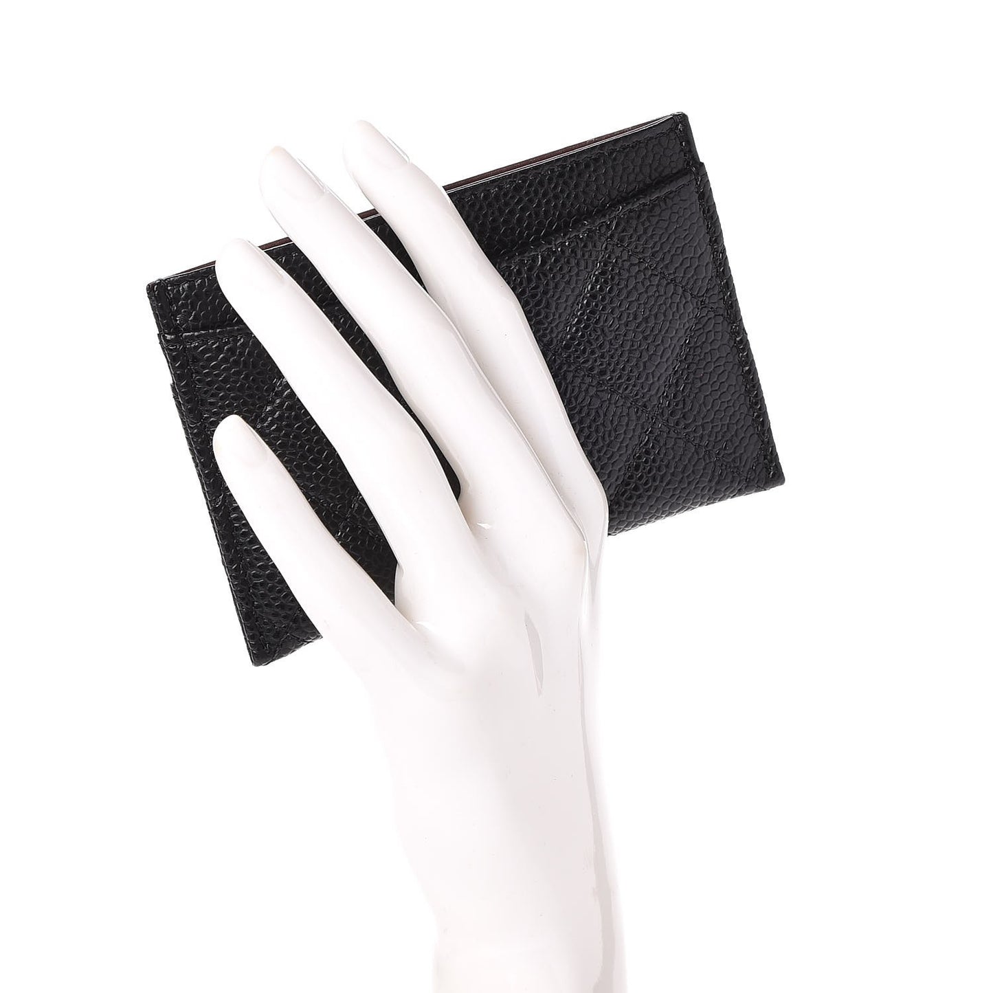 Caviar Quilted Card Holder Black