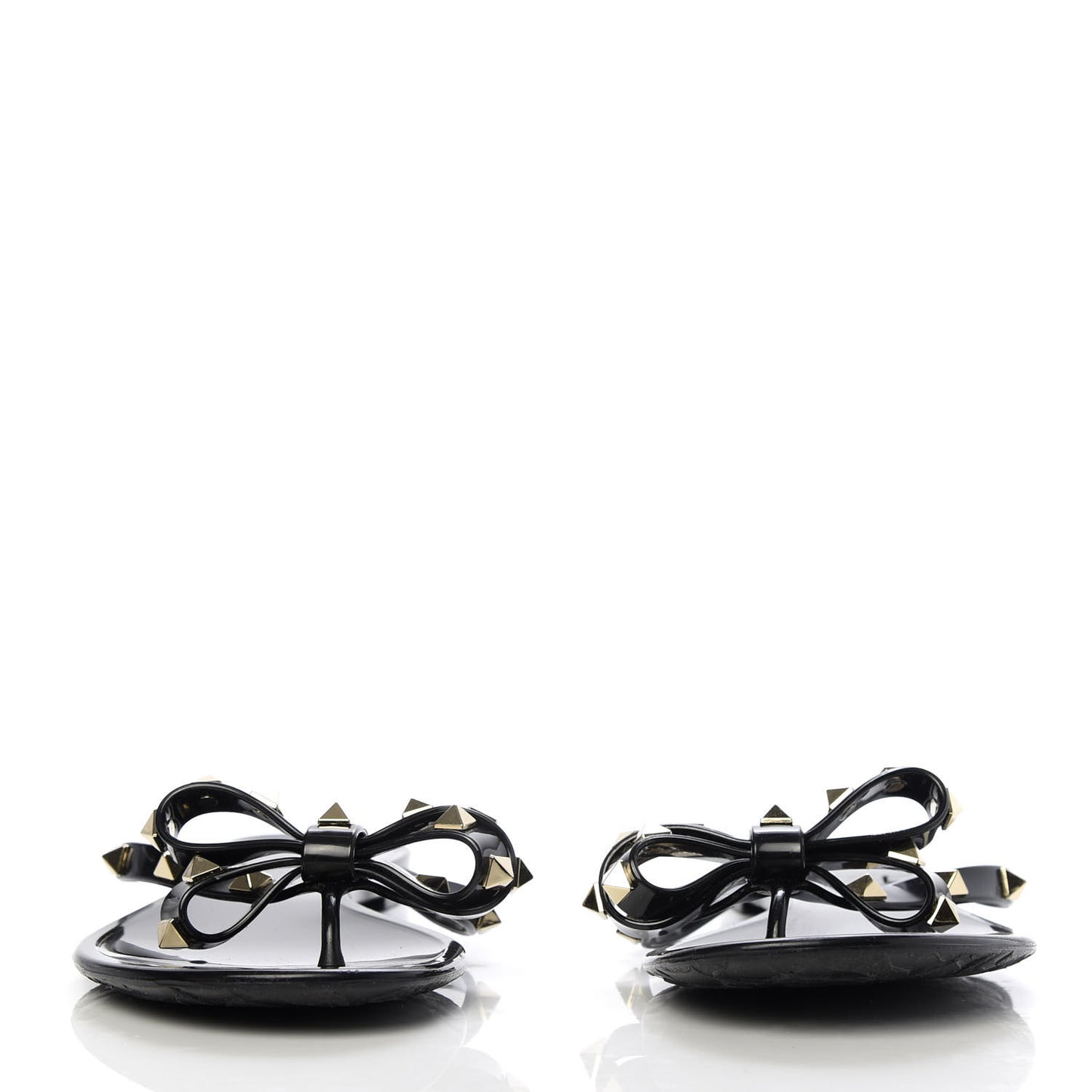 PVC Jelly Rockstud Bow Thong Sandals 37 Black