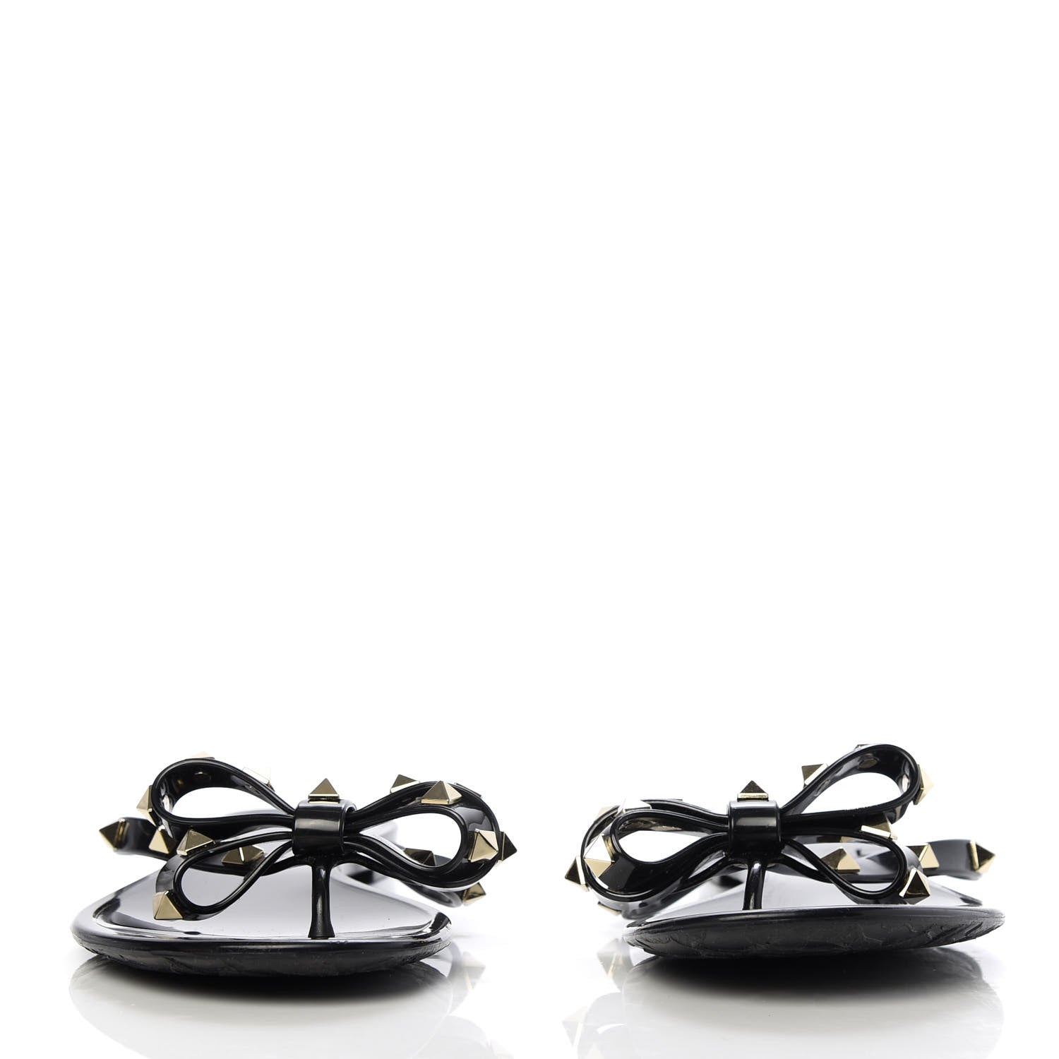 Valentino Garavani PVC Jelly Rockstud Bow Thong Sandals 37 Black 2 of 8