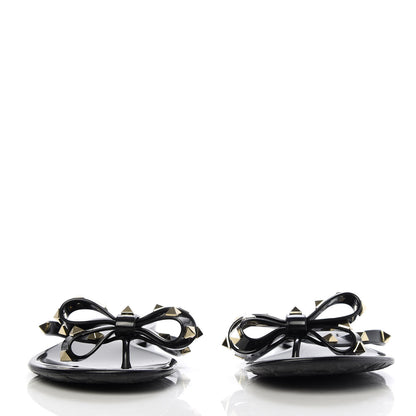 Valentino Garavani PVC Jelly Rockstud Bow Thong Sandals 37 Black 2 of 8