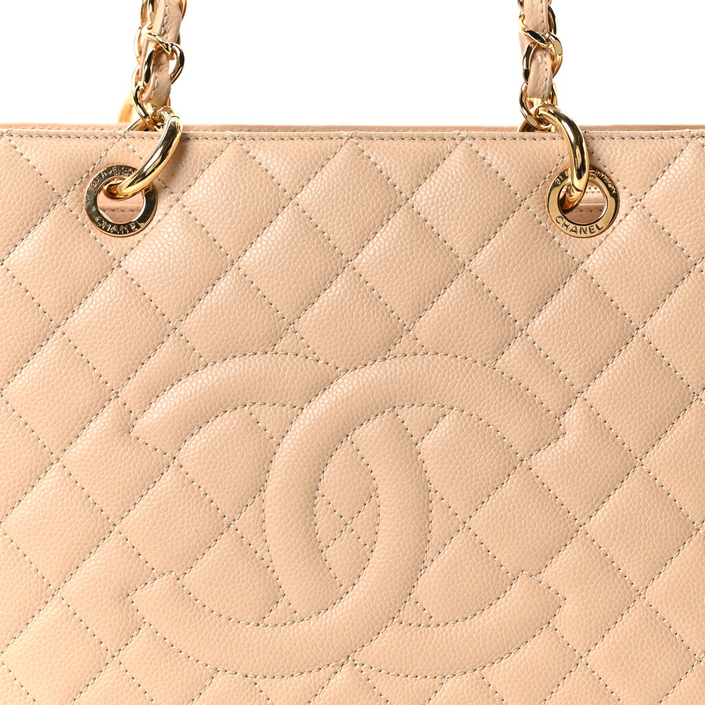 Caviar Quilted Grand Shopping Tote GST Beige Clair