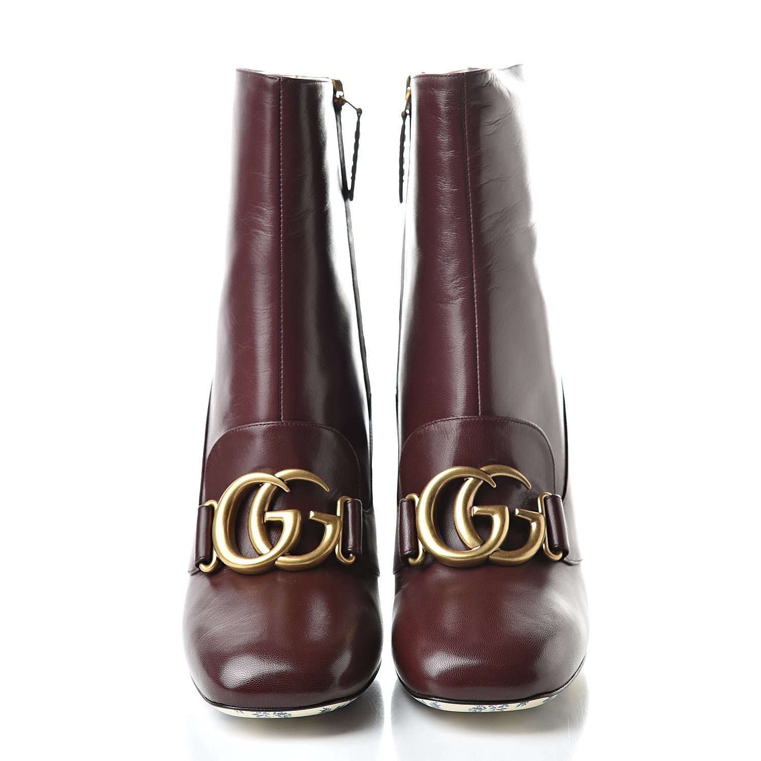 Gucci Malaga Kid GG Victoire 95mm Ankle Boots 38.5 Vintage Bordeaux 2 of 9