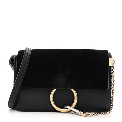 Chloe Suede Calfskin Small Faye Shoulder Bag Black 1 of 13