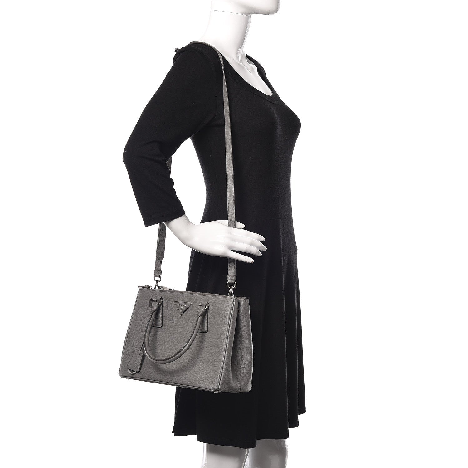 Prada Saffiano Small Galleria Double Zip Tote Marmo 2 of 12