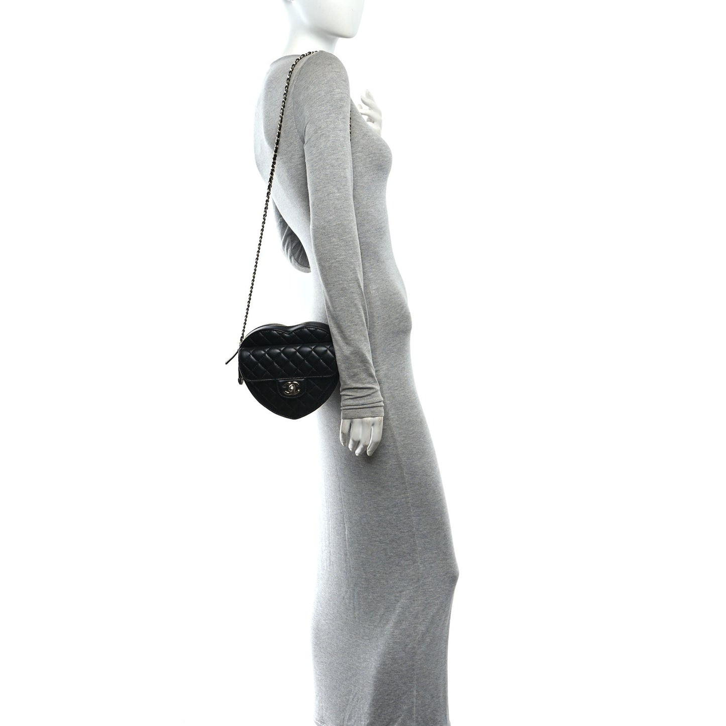 Lambskin Quilted CC In Love Heart Bag Black