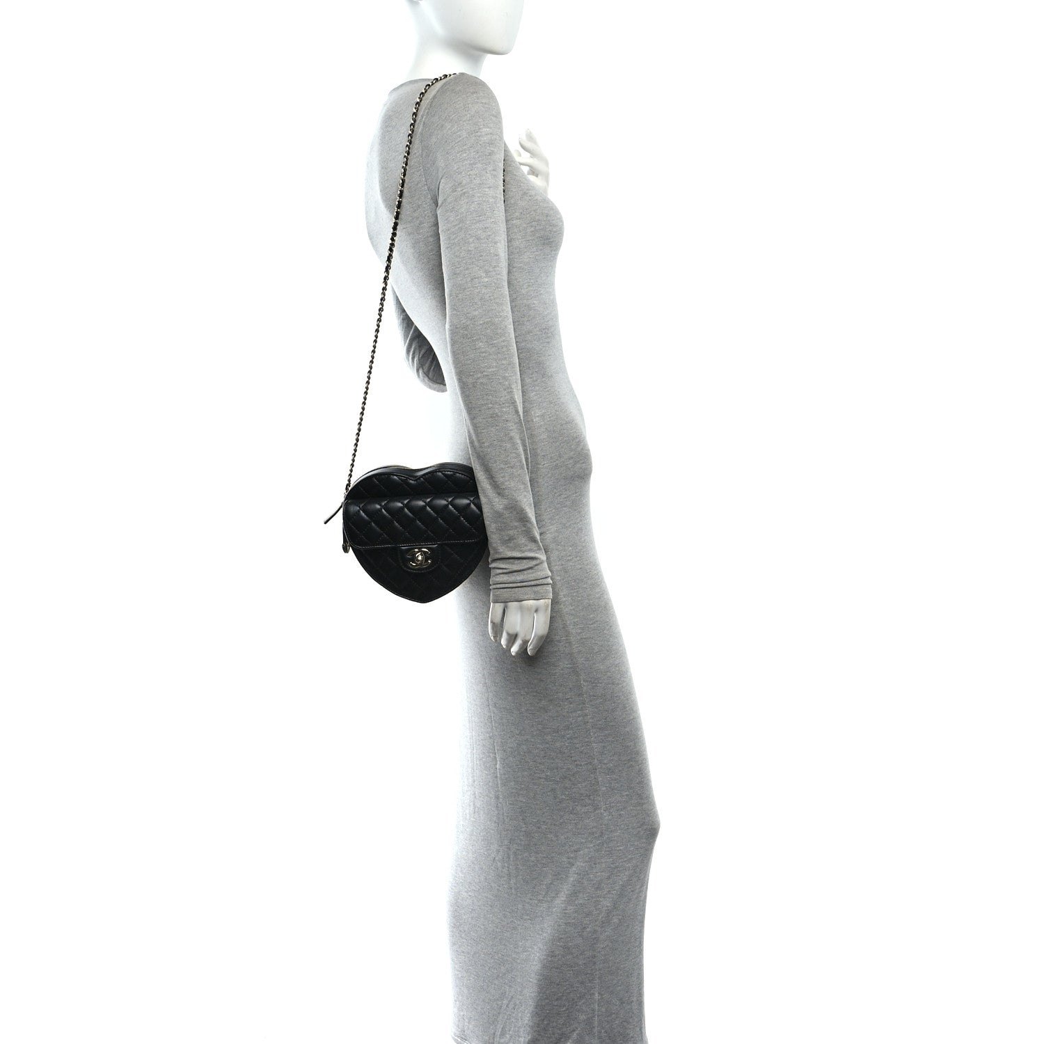 Chanel Lambskin Quilted CC In Love Heart Bag Black 2 of 9