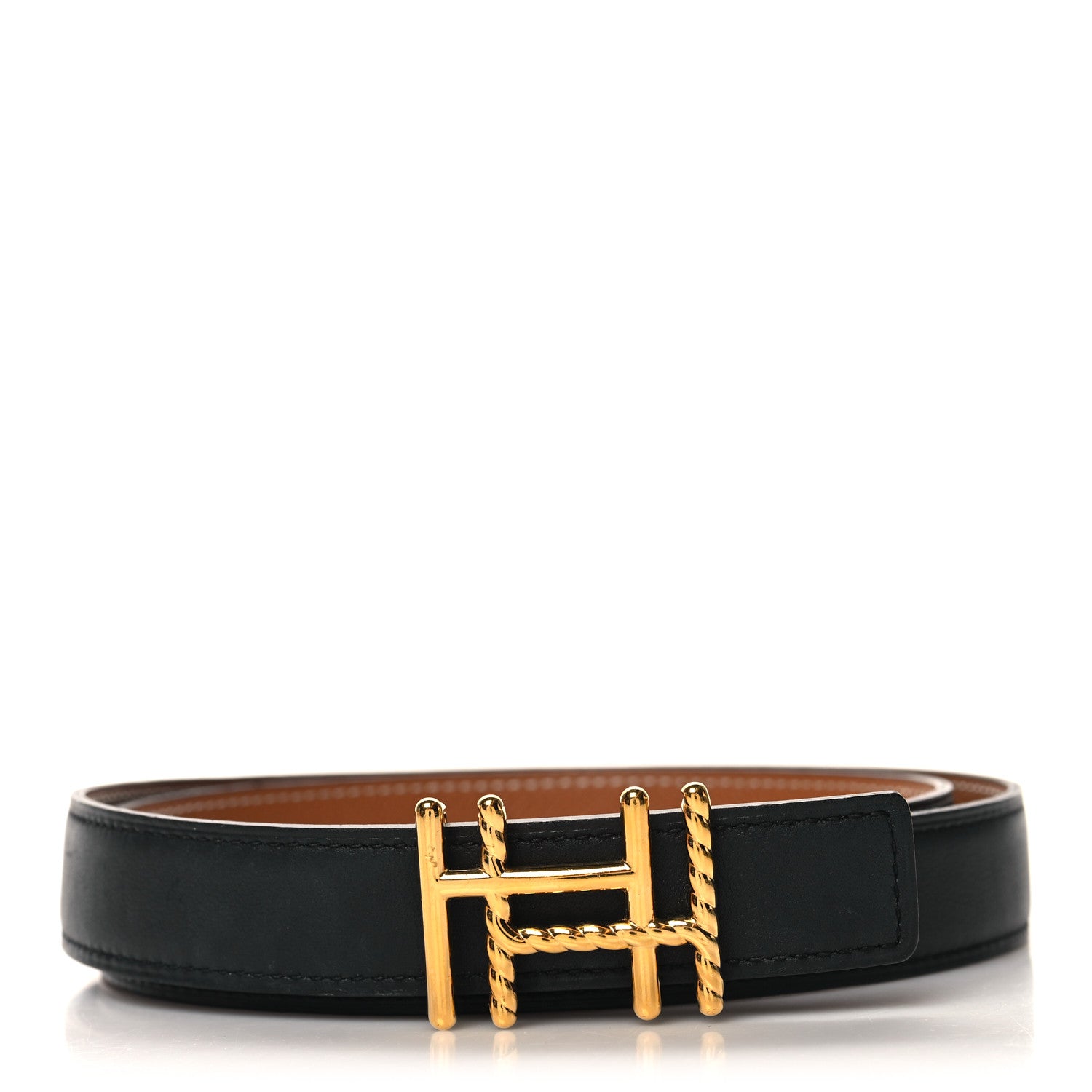 Hermes Swift Epsom 24mm H au Carre Twist Belt 90 36 Black Gold 1 of 7