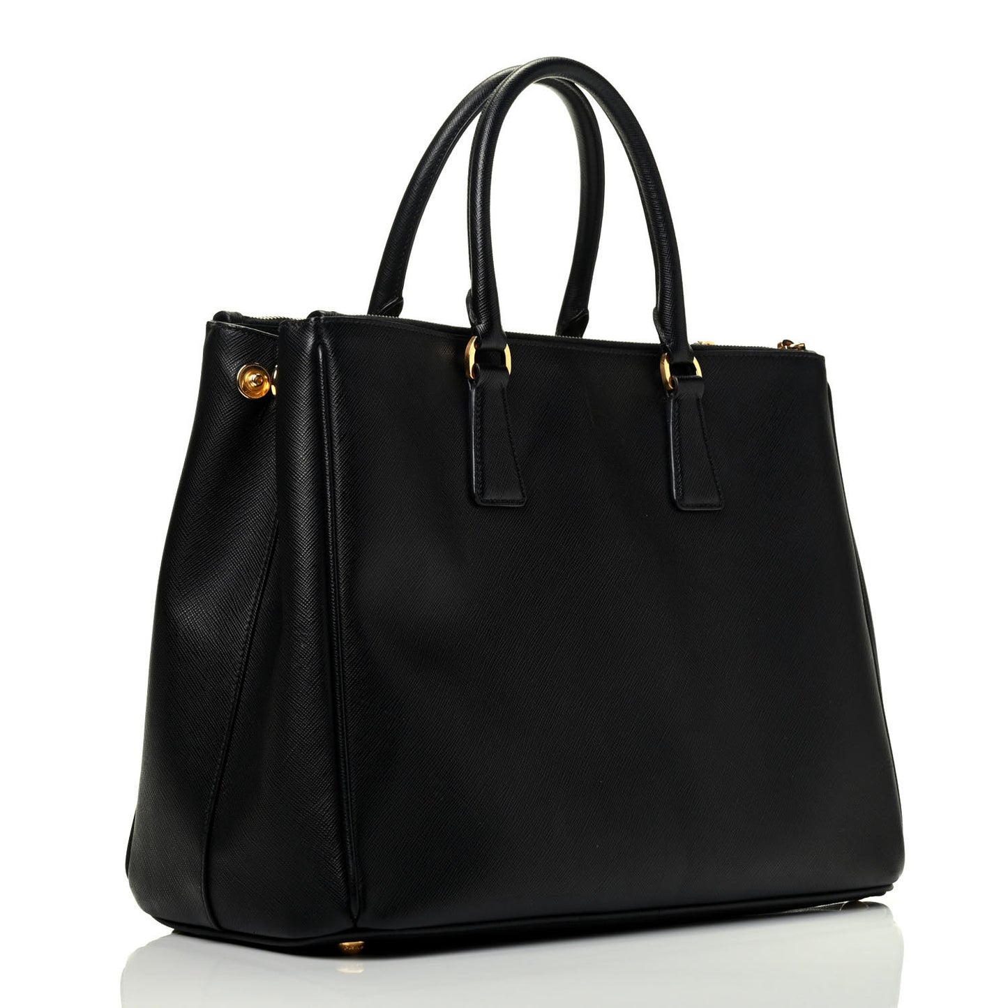 Saffiano Large Galleria Double Zip Tote Black