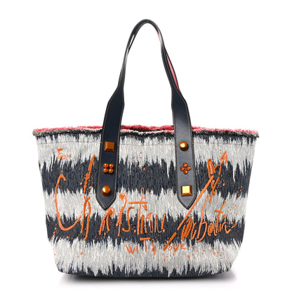Christian Louboutin Canvas Frangibus Starlight Tote Blue White 1 of 9