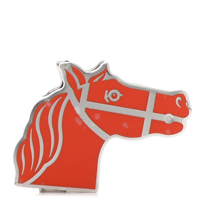 Hermes Palladium Lacquered Quadrige Twilly Scarf Ring Orange 1 of 4