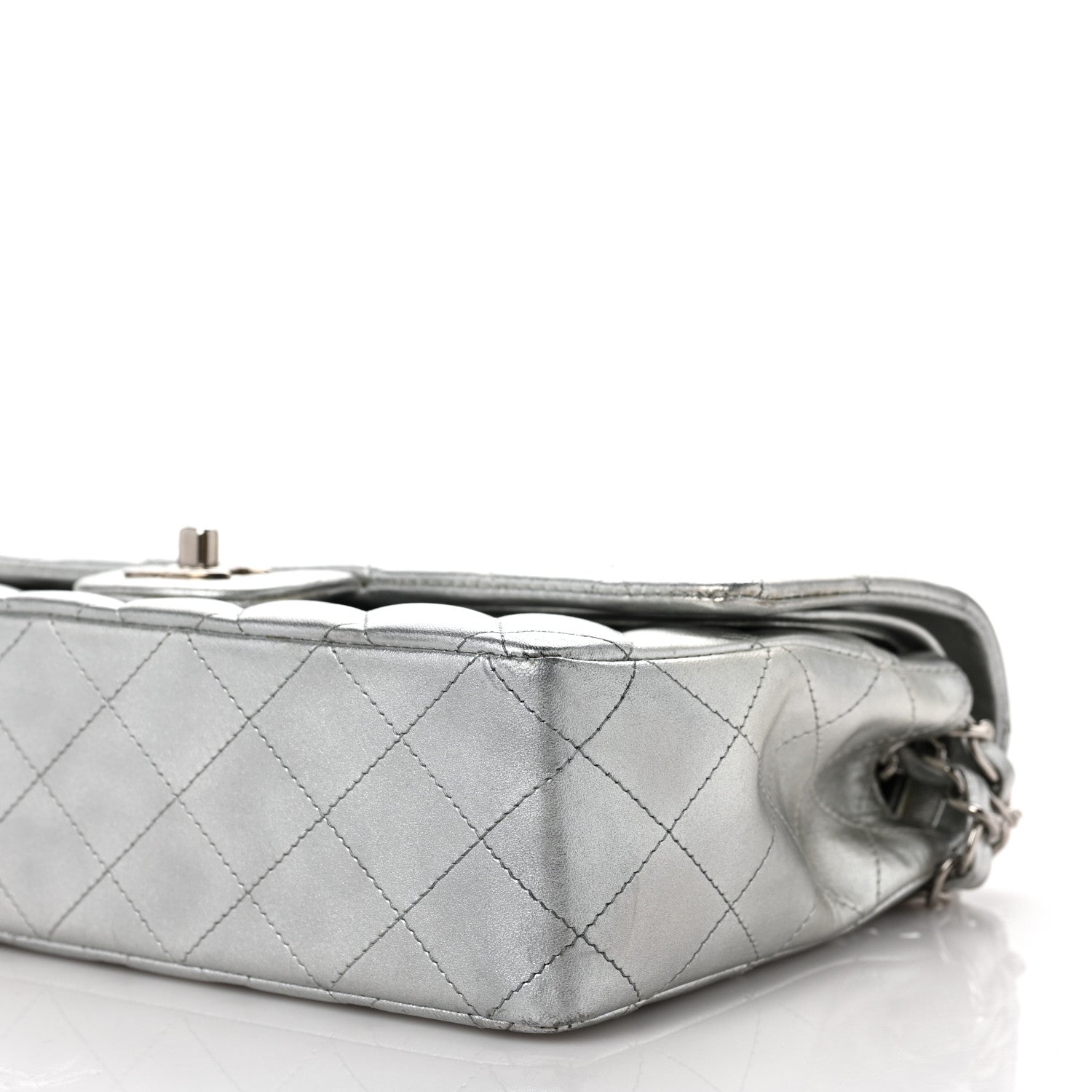 Chanel Metallic Lambskin Quilted Medium Double Flap Silver 9 of 9
