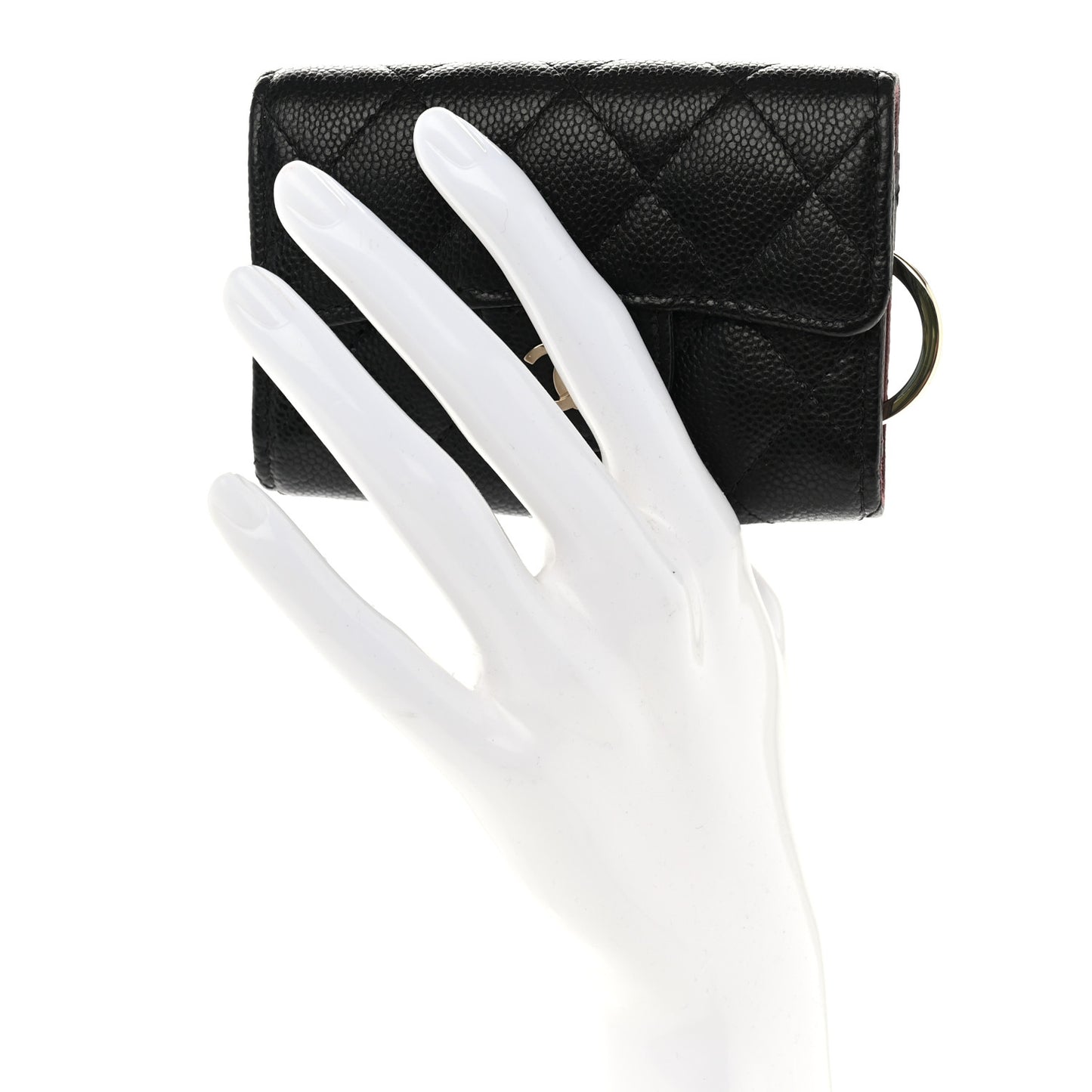 Caviar Quilted Classic 4 Key Holder Wallet Black