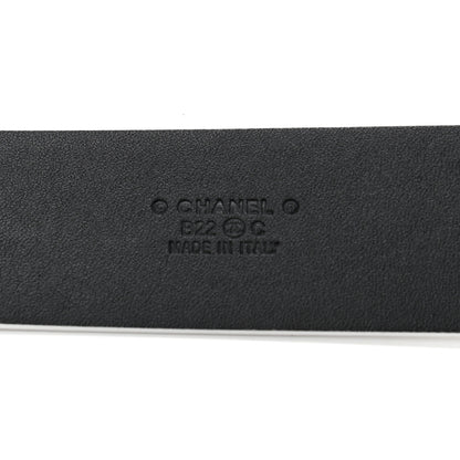 Chanel Calfskin Crystal Logo Belt 70 28 White 6 of 8